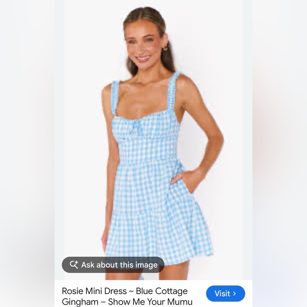💙Show Me Your MuMu Blue and White Checkered Kids Dress